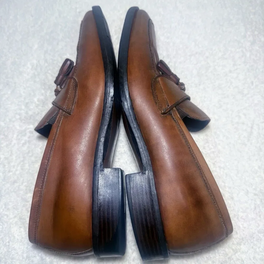 J. Murphy by Johnston & Murphy Men's Slip-On Cognac Loafers Tassel Size 9 1/3